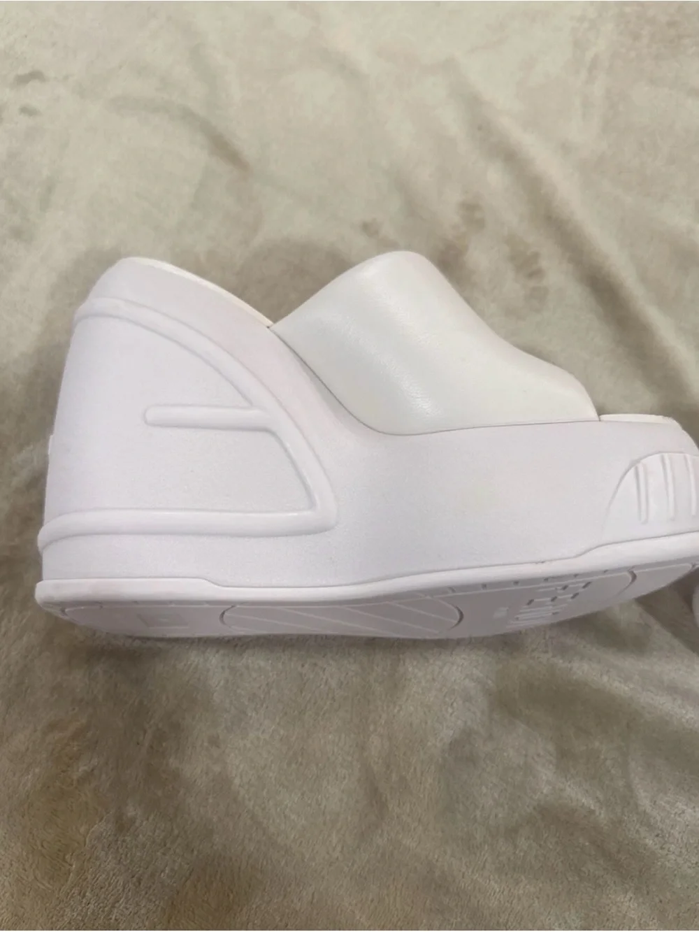 Fendi White Embossed Logo Platform Wedges